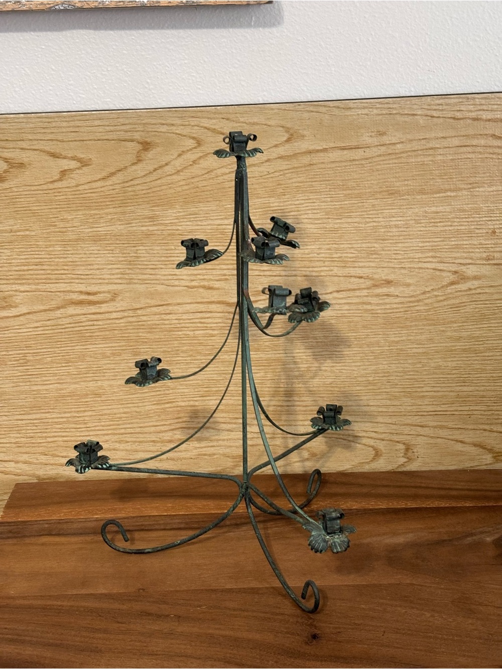 Vintage Wrought Iron Tree-Shaped Candleholders